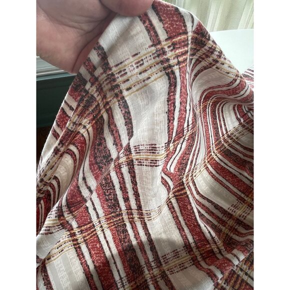 Vintage 70s pleated curtains, pair of red/white stripes or single green panel - Picture 4 of 10